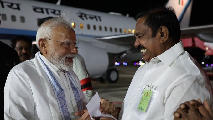 Tamil Nadu: AIADMK's Edappadi Palaniswami meets PM Modi in Tiruchirappalli 