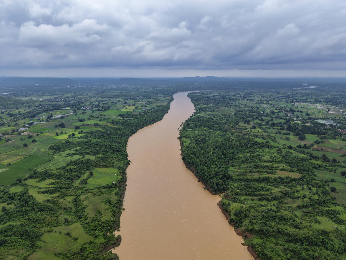 Narmada river after authorities released water from the Bargi dam following monsoon rains, in Jabalpur district, Madhya Pradesh