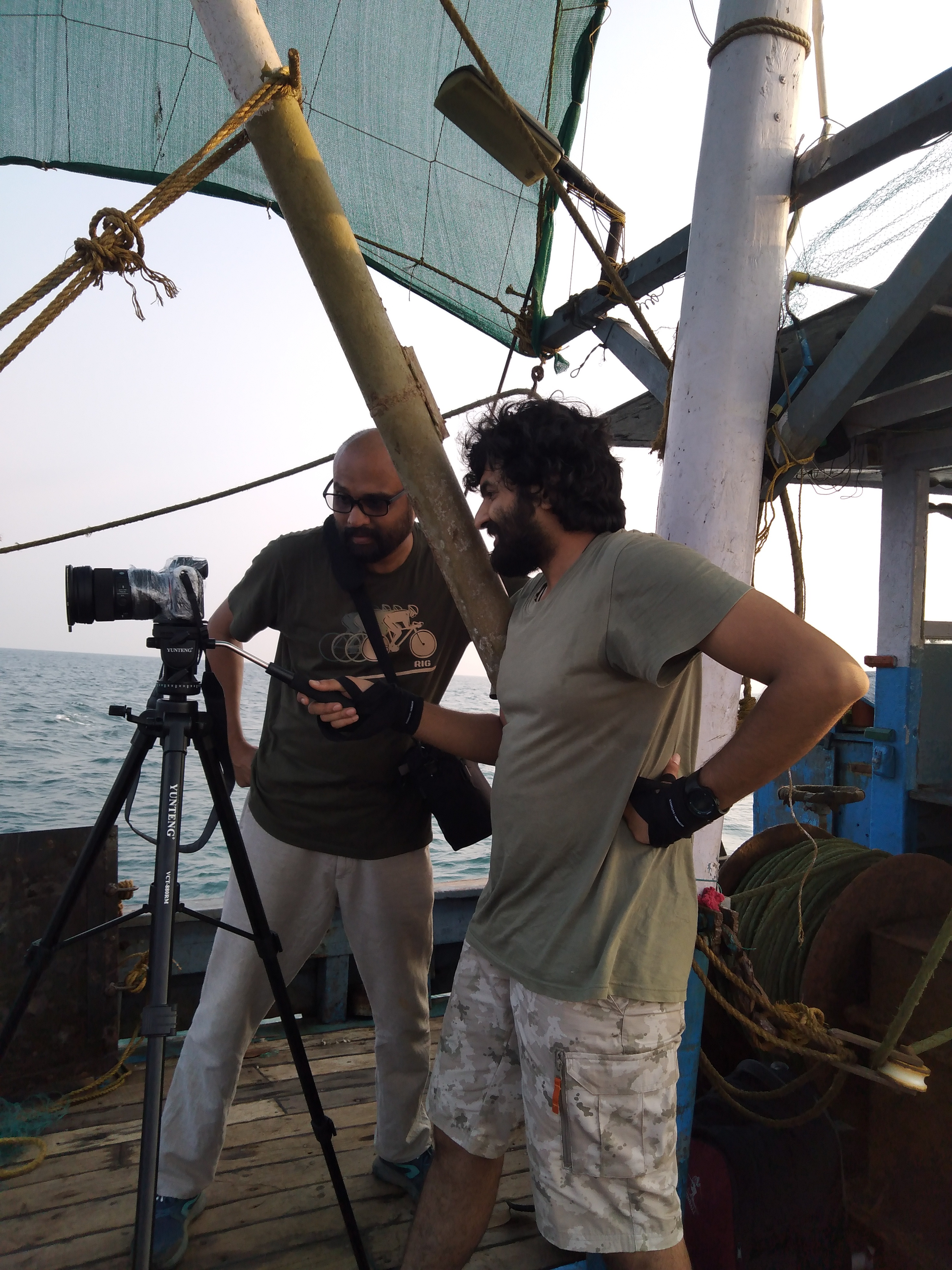 Filmmaker Prashant Pandit (left) filming at Honnavar, where Kittel first landed in Karnataka.