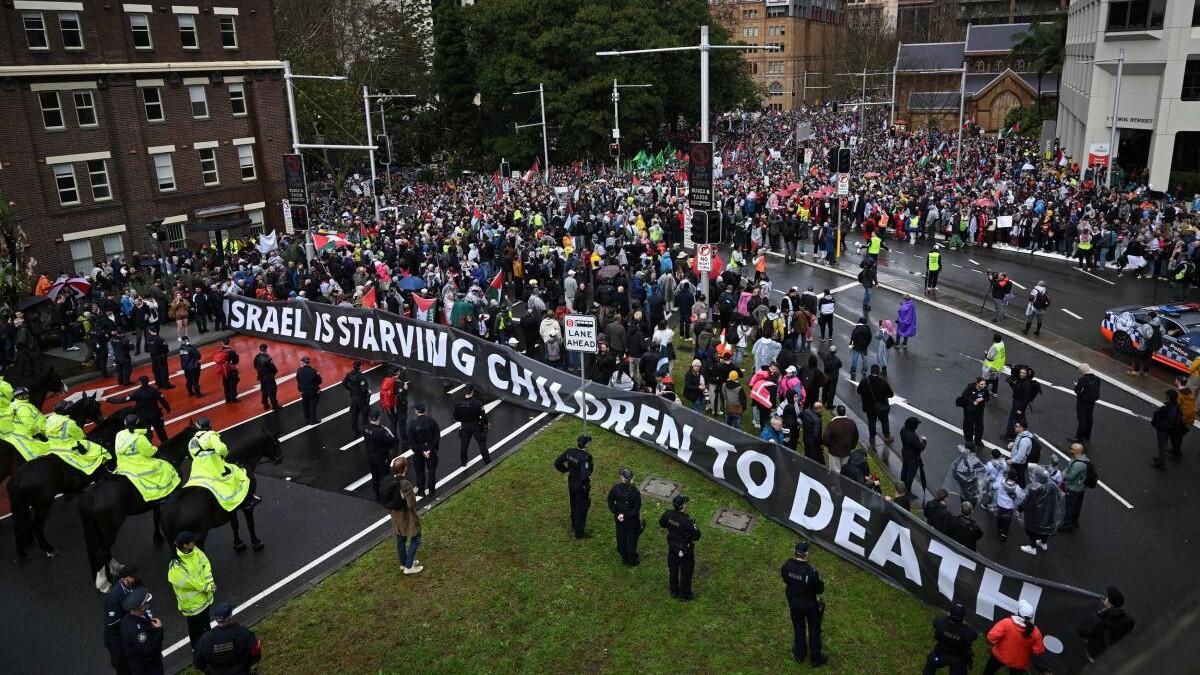 Tens of thousands join pro-Palestinian march over Sydney Harbour Bridge