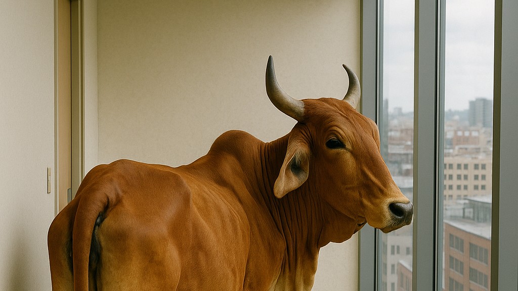 Holy Cow ! Bovine stranded on 4th floor of Lucknow building sends locals into panic