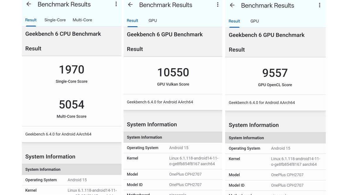 OnePlus Nord 5's CPU and GPU performance score.