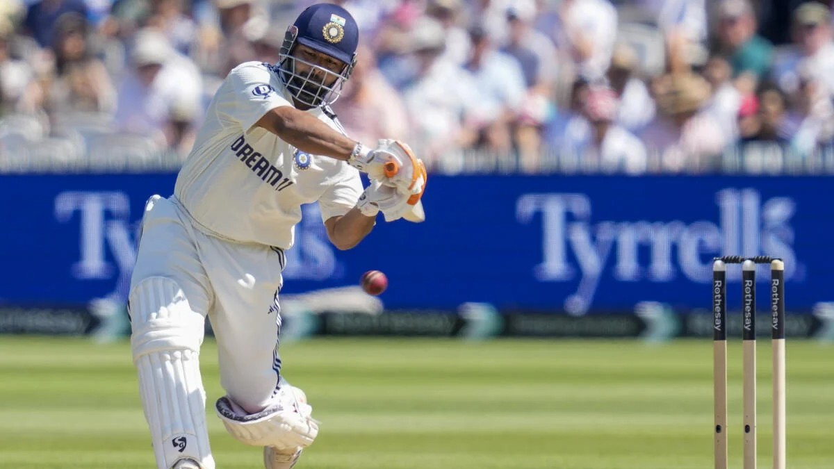 Batter Rishabh Pant plays a shot during the third day of the third Test match between India and England, at the Lord's Cricket Ground, in London.