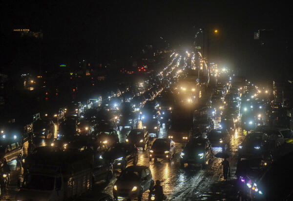 Gurugram: Vehicles stuck in a traffic jam along the Delhi-Gurugram expressway after rainfall, Monday, Aug. 4, 2025.