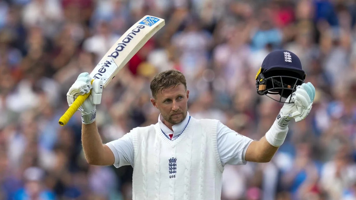 England's Joe Root celebrates his century during the fourth day of the fifth Test match between India and England, at The Oval cricket ground, in London.