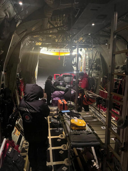 Royal New Zealand Air Force personnel undertake a medical evacuation of three people from McMurdo Station in Antarctica, in this handout photo released on August 6, 2025.