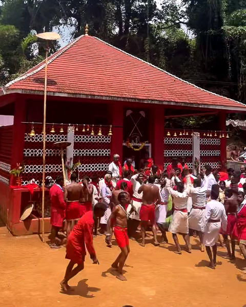 Devotees at the main shrine in Kakkabe Kodagu district. 