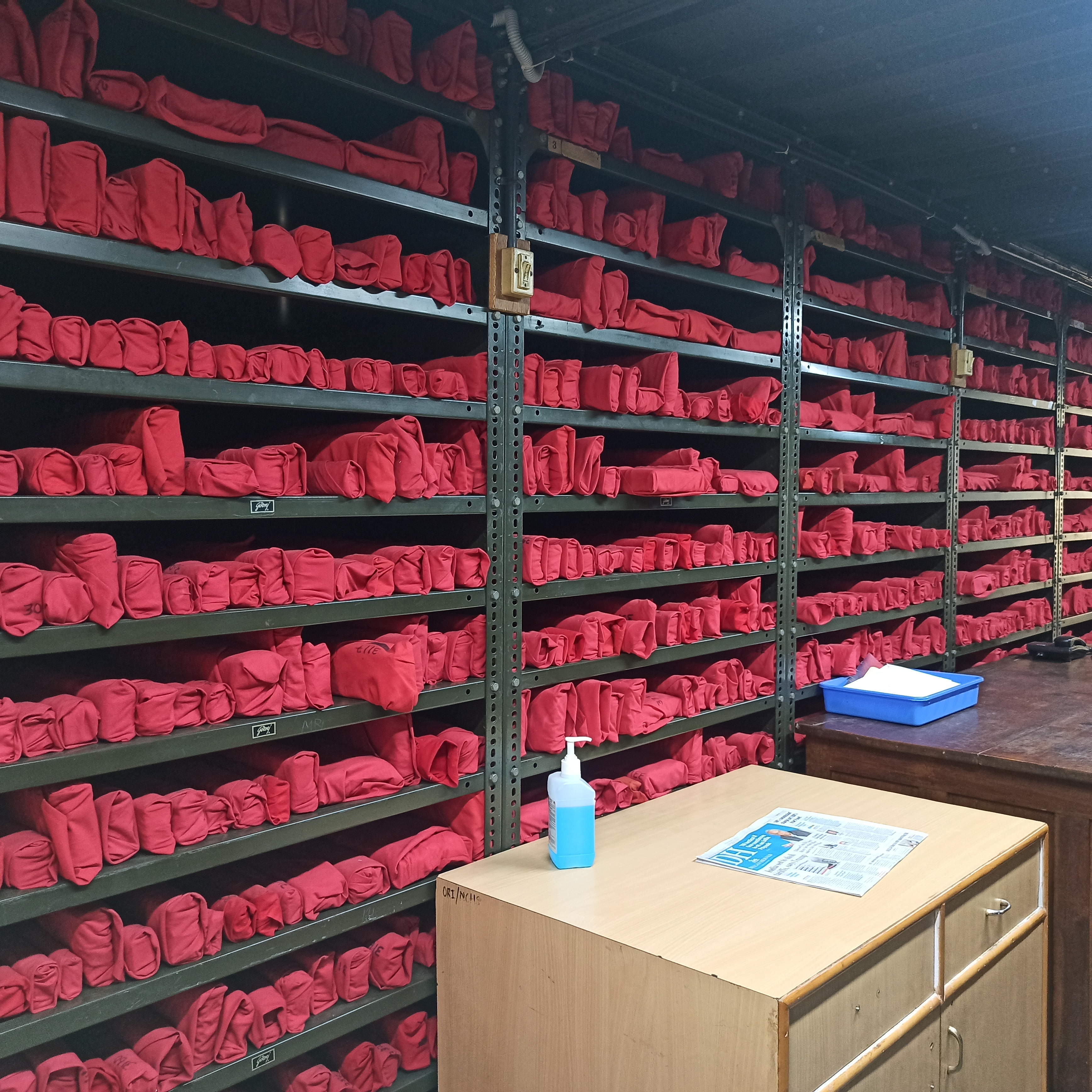 Manuscripts are tightly tied in cloth to save them from pest attacks and stored at the institute.    