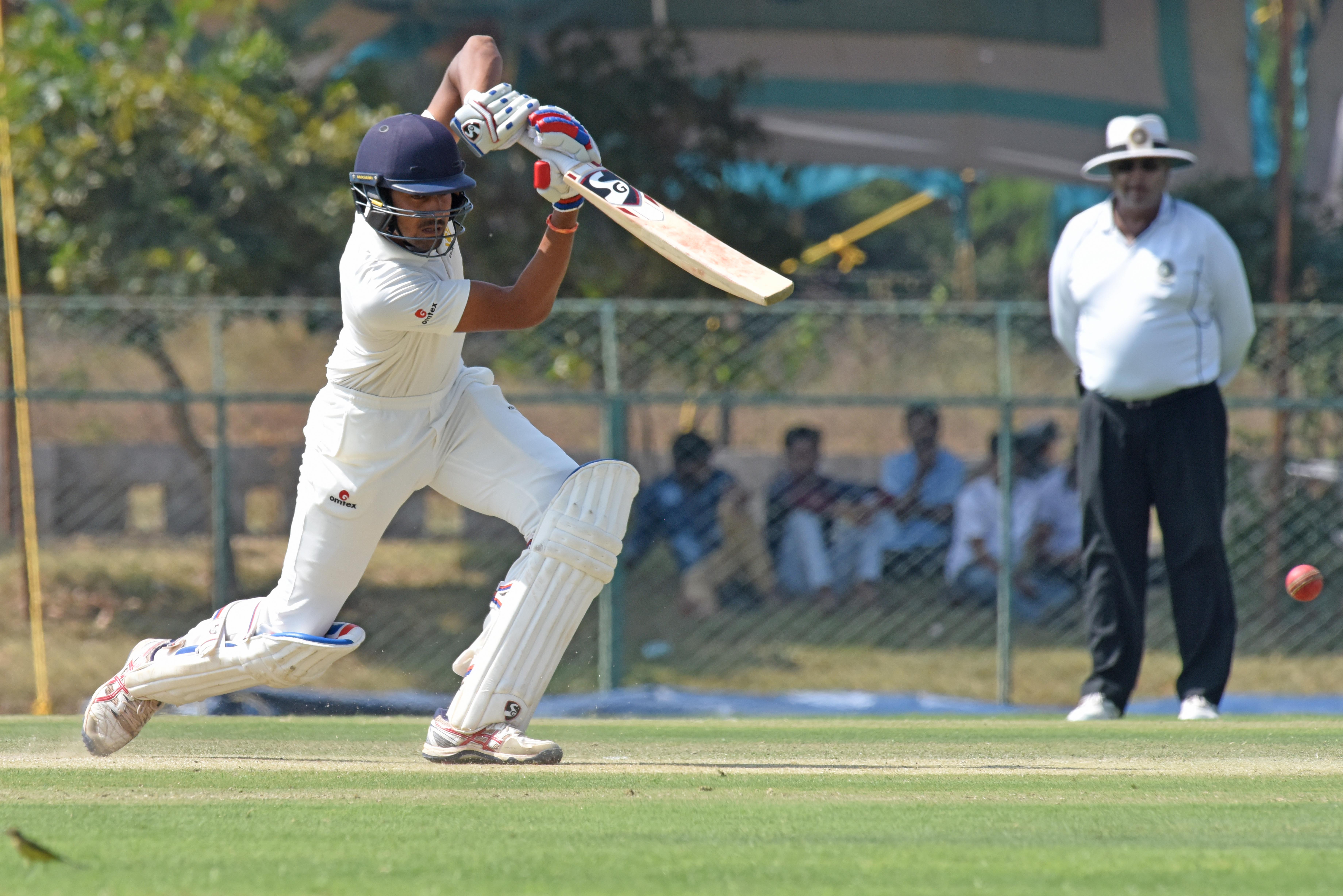 A Ranji Trophy match at the Navule Stadium in Shivamogga. 