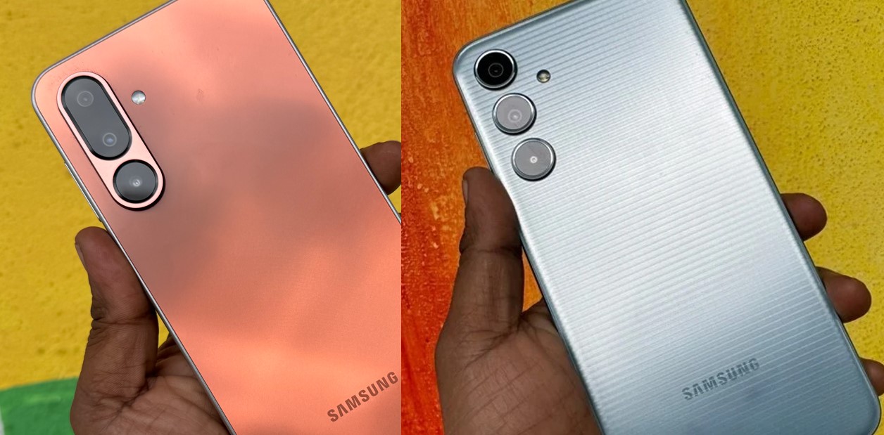 Samsung Galaxy M36 (left) and Galaxy M35 (right).