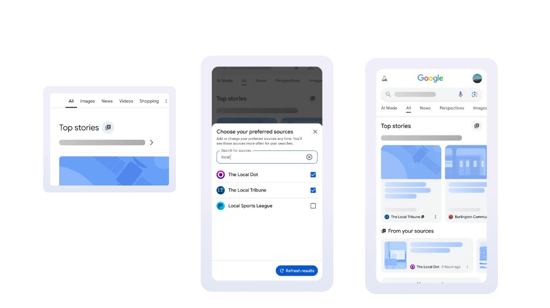 Google News gets 'Preferred Sources' feature.
