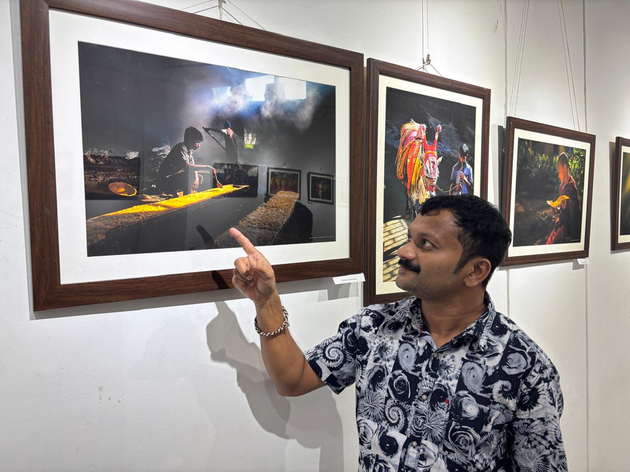 Naveen Kumar Puttur explains that it took him three years to capture the picture at the alemane (jaggery house) and every picture is candid; he says they are filled with adventurous tales behind capturing each photograph. 