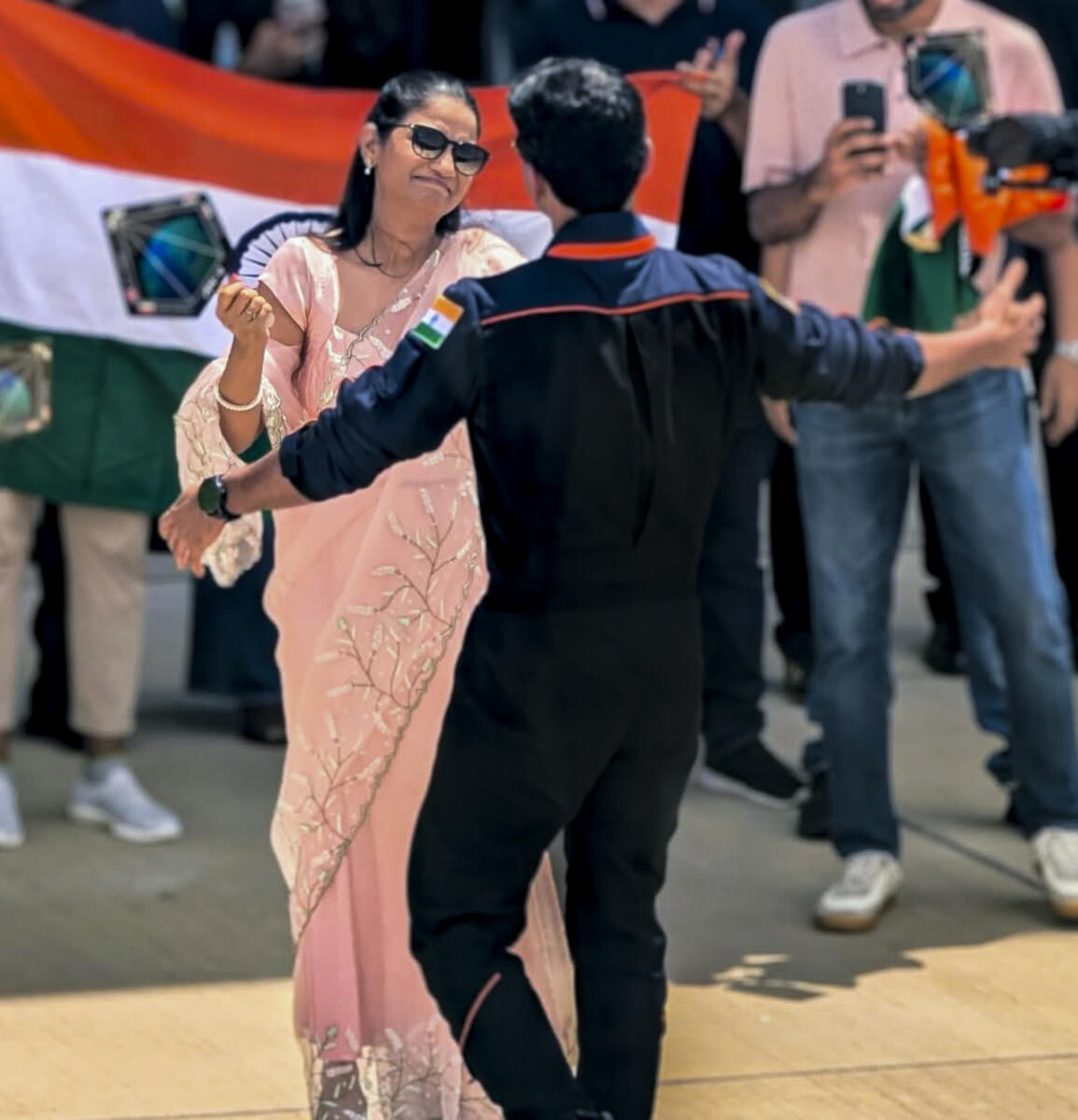 Astronaut Shubhanshu Shukla meets his wife Kamna, a day after his successful return to the Earth from the International Space Station (ISS).