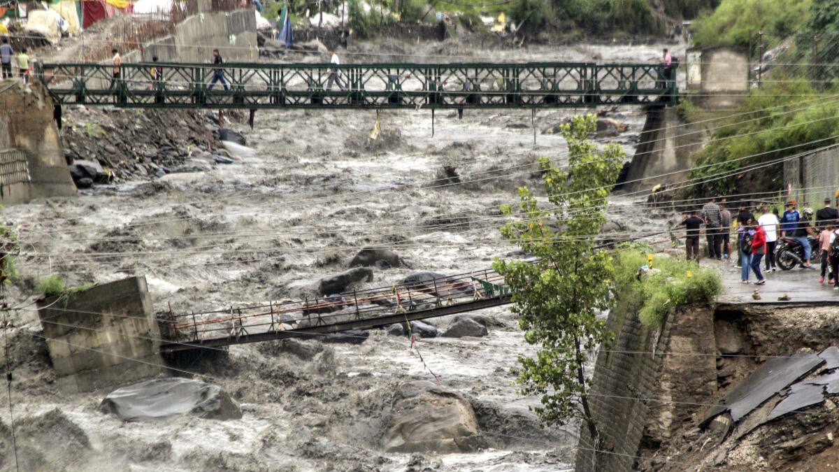 Rain fury: Three shops, bridge washed away by flash floods in Kullu