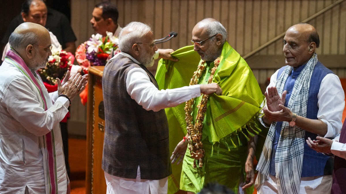PM Modi, allies felicitate Radhakrishnan at NDA parliamentary party meeting