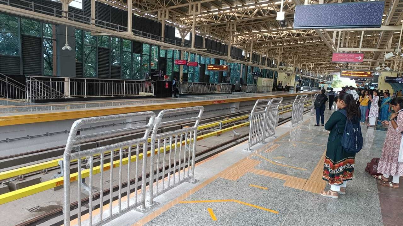 Bengaluru's RV Road metro station gets handrail barricades to prevent accidents 