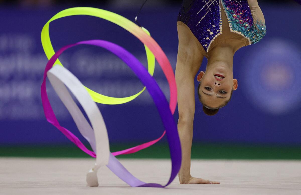 Rhythmic Gymnastics World Championships - Rio 2025 - Barra Olympic Park, Rio de Janeiro, Brazil - August 22, 2025 Israel's Daniela Munits performs during the individual all-around final