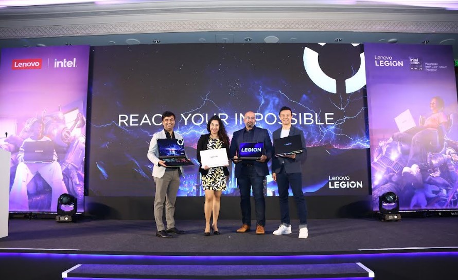 [Left to Right] Suyash Singh, Category Head, Consumer Notebooks, Lenovo India, Chandrika Jain, Director of Marketing at Lenovo India, P P Sunil Acharya, Senior Director - Global Accounts, Sales and Marketing Group and Clifford Chong, Gaming Category Manager, Lenovo's Asia Pacific region at the launch event in Delhi on August 26, 2025.