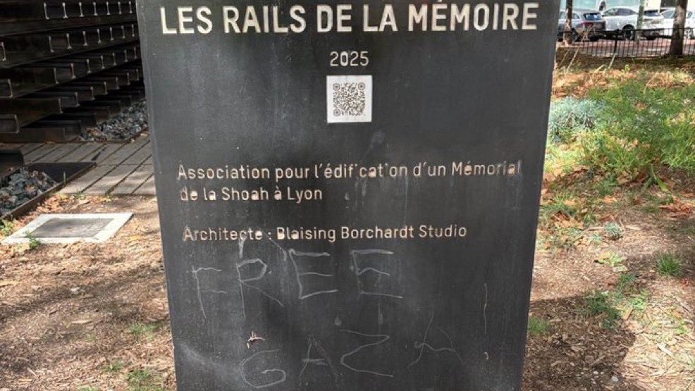 French Holocaust memorial defaced with 'Free Gaza'