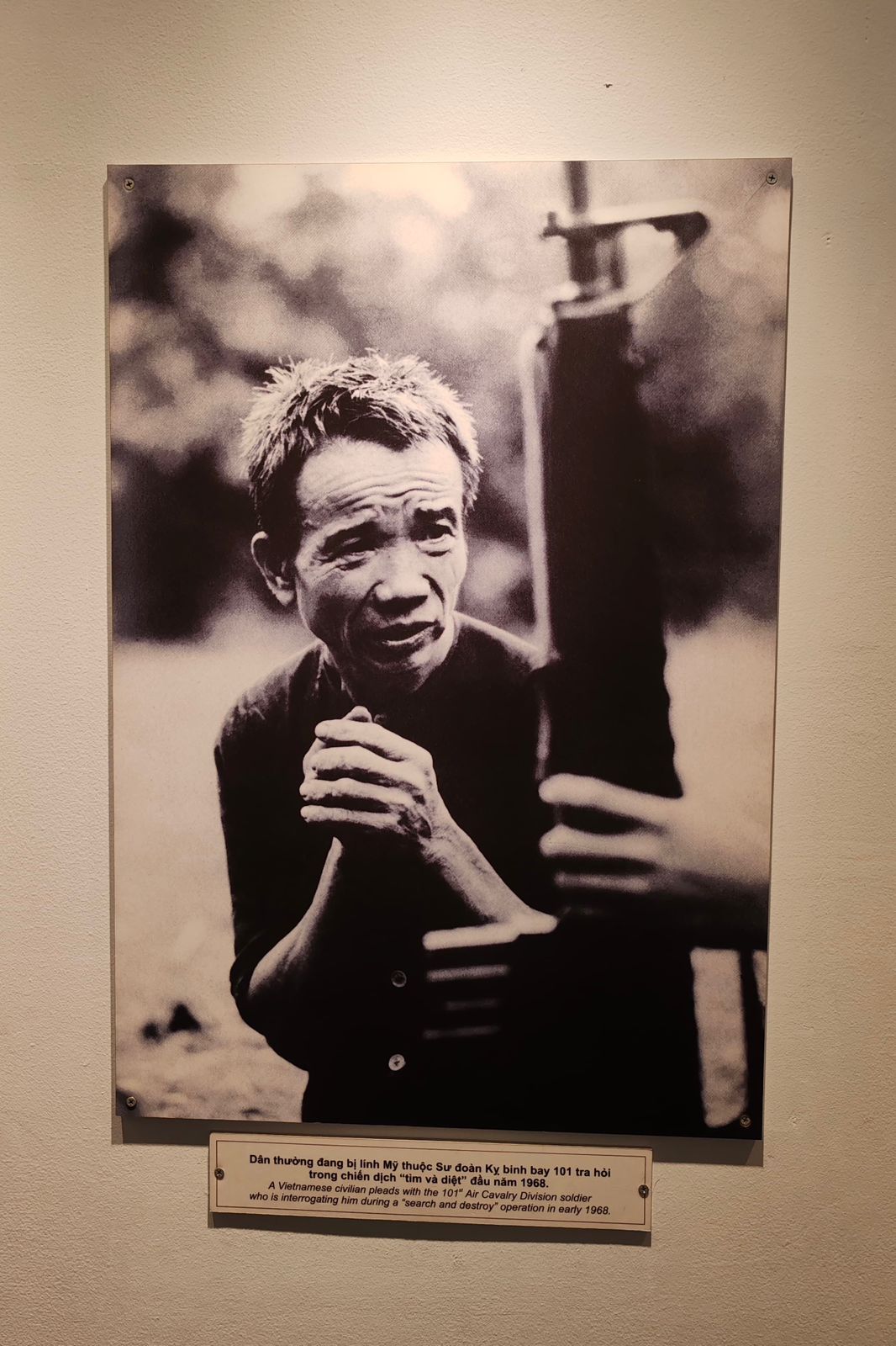 A 1968 photograph from the Vietnam War at the War Remnants Museum in Ho Chi Minh City. 