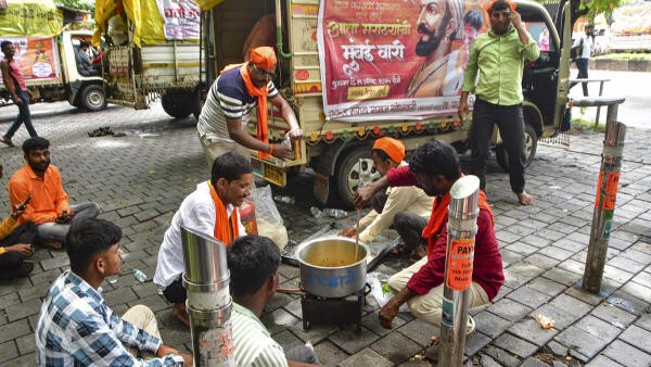 Maratha quota stir: Azad Maidan turns into open-air campsite with drums, showers, and khichdi