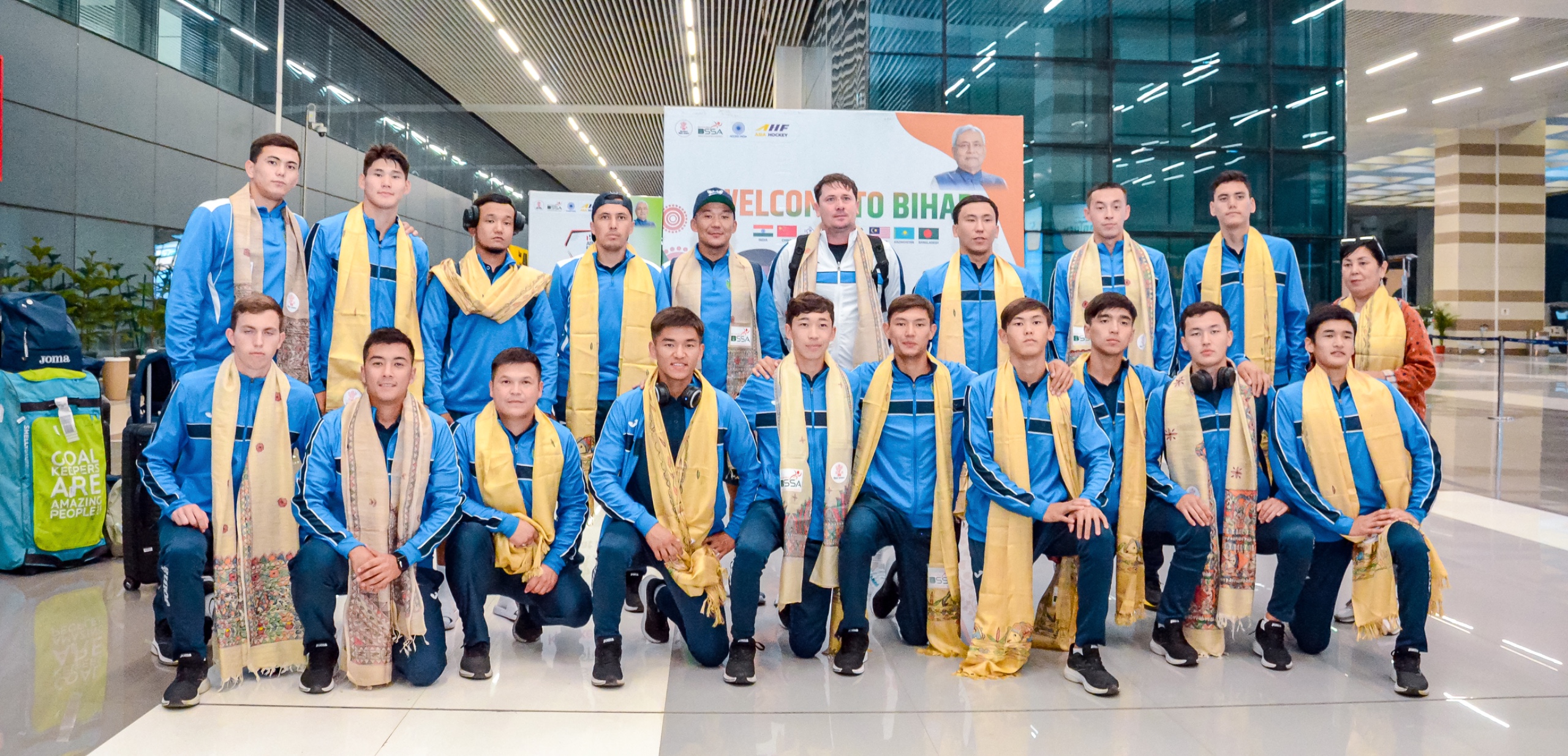 Kazakhstan led by Yerkebulan Dyussebekov (fourth from left) is the lowest-ranked team at the Asia Cup in Rajgir Bihar. 