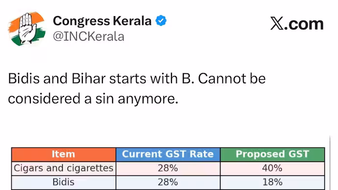 The deleted Congress post on X.