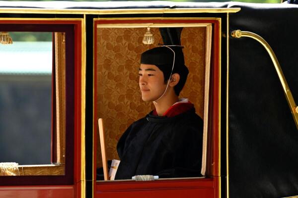 Japan’s Prince Hisahito sits inside a horse-drawn carriage as he departs the Imperial Palace after attending his coming-of-age ceremony, Kakan no gi, in Tokyo, Japan, on September 6, 2025. The event, held on his 19th birthday, marks his official recognition as an adult member of the Imperial Family and reaffirms his position as second in line to the throne.