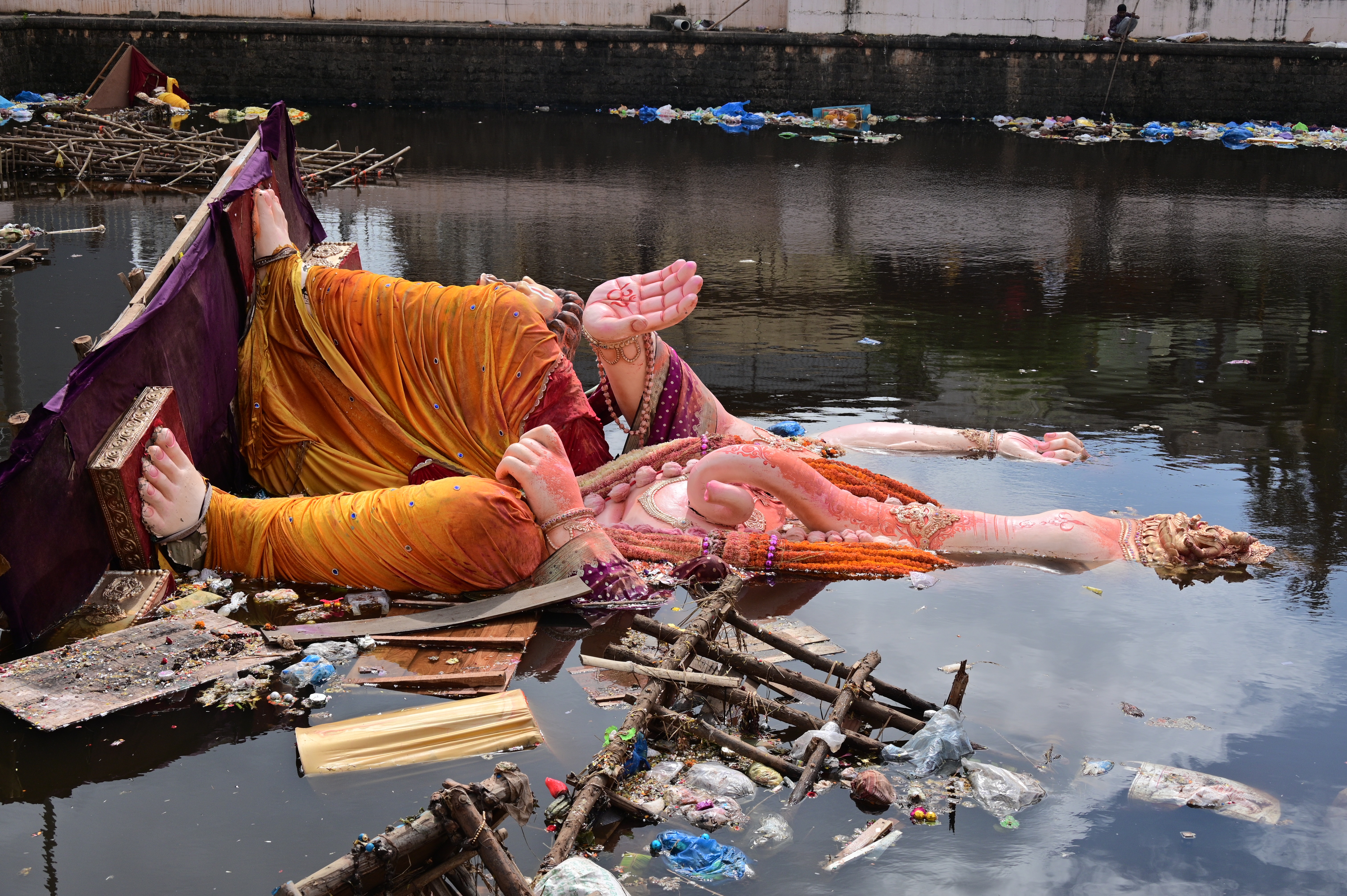Ganesh idol immersion procession peaceful in twin cities 