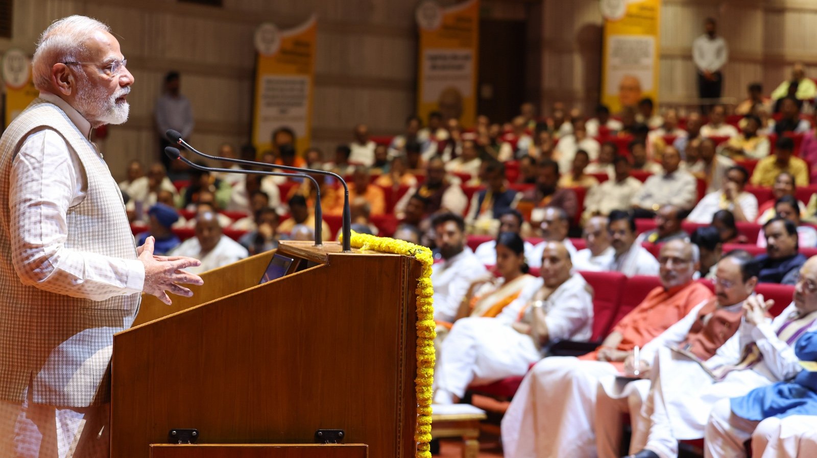 Modi urges NDA MPs to promote swadeshi goods, GST reforms, and engage with voters