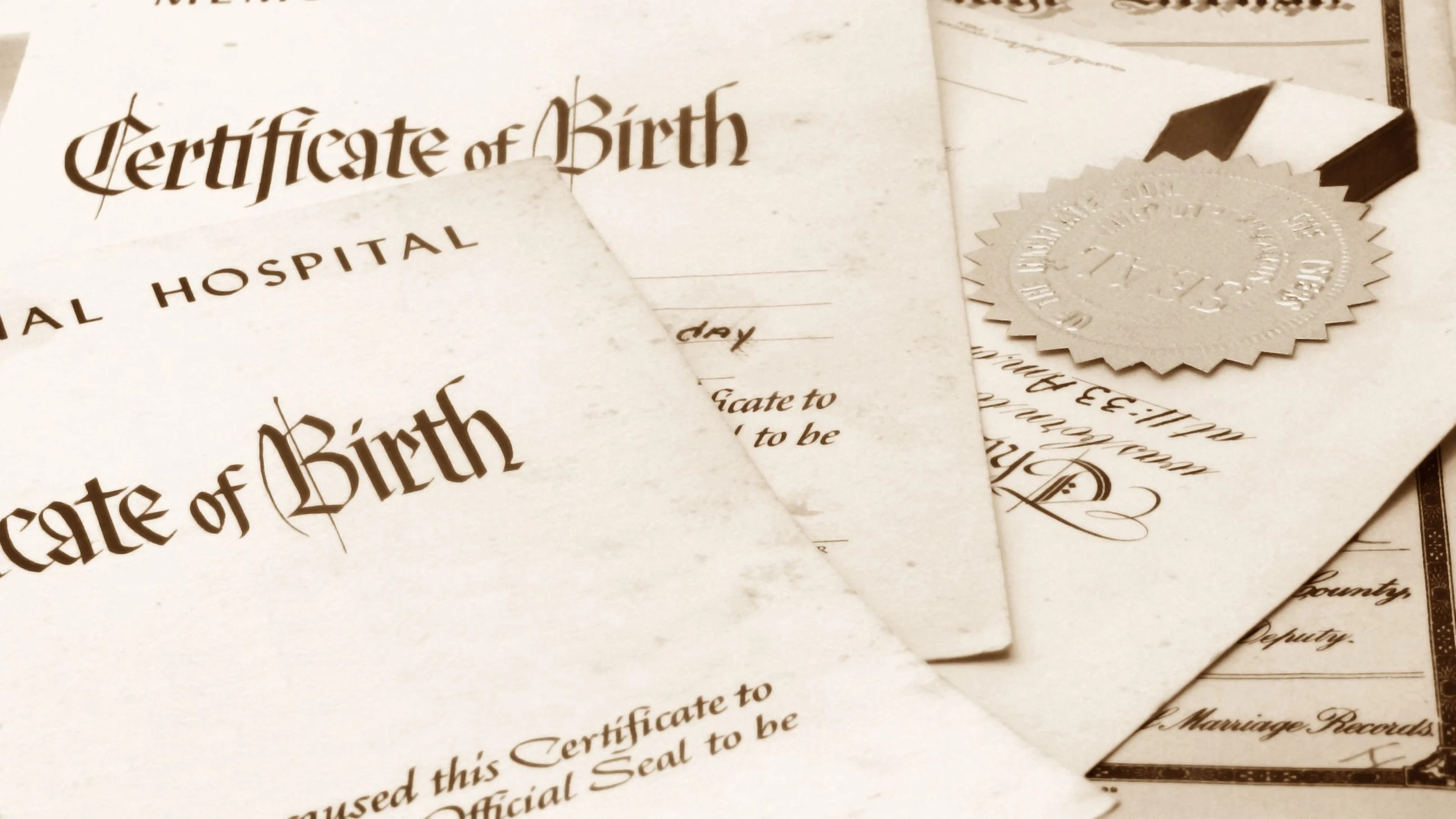 Representative image showing birth certificate.