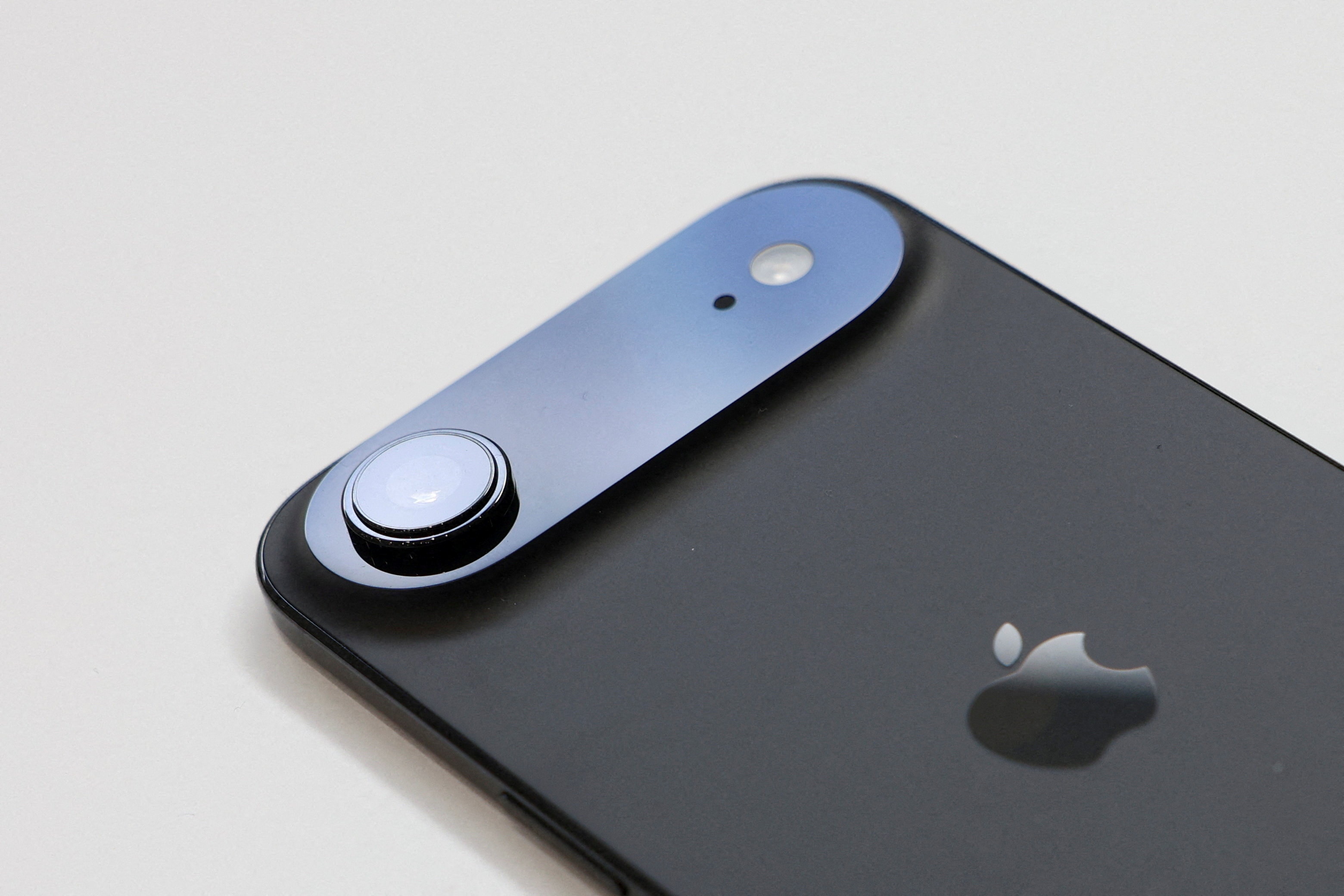 An iPhone Air is displayed during Apple's event at the Steve Jobs Theater, in Cupertino, California, US. September 9, 2025. 