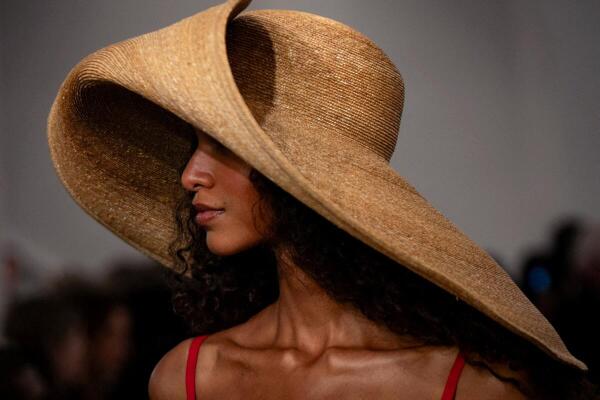 A model presents a creation from the Ralph Lauren Spring 2026 collection during New York Fashion Week in New York City, US.