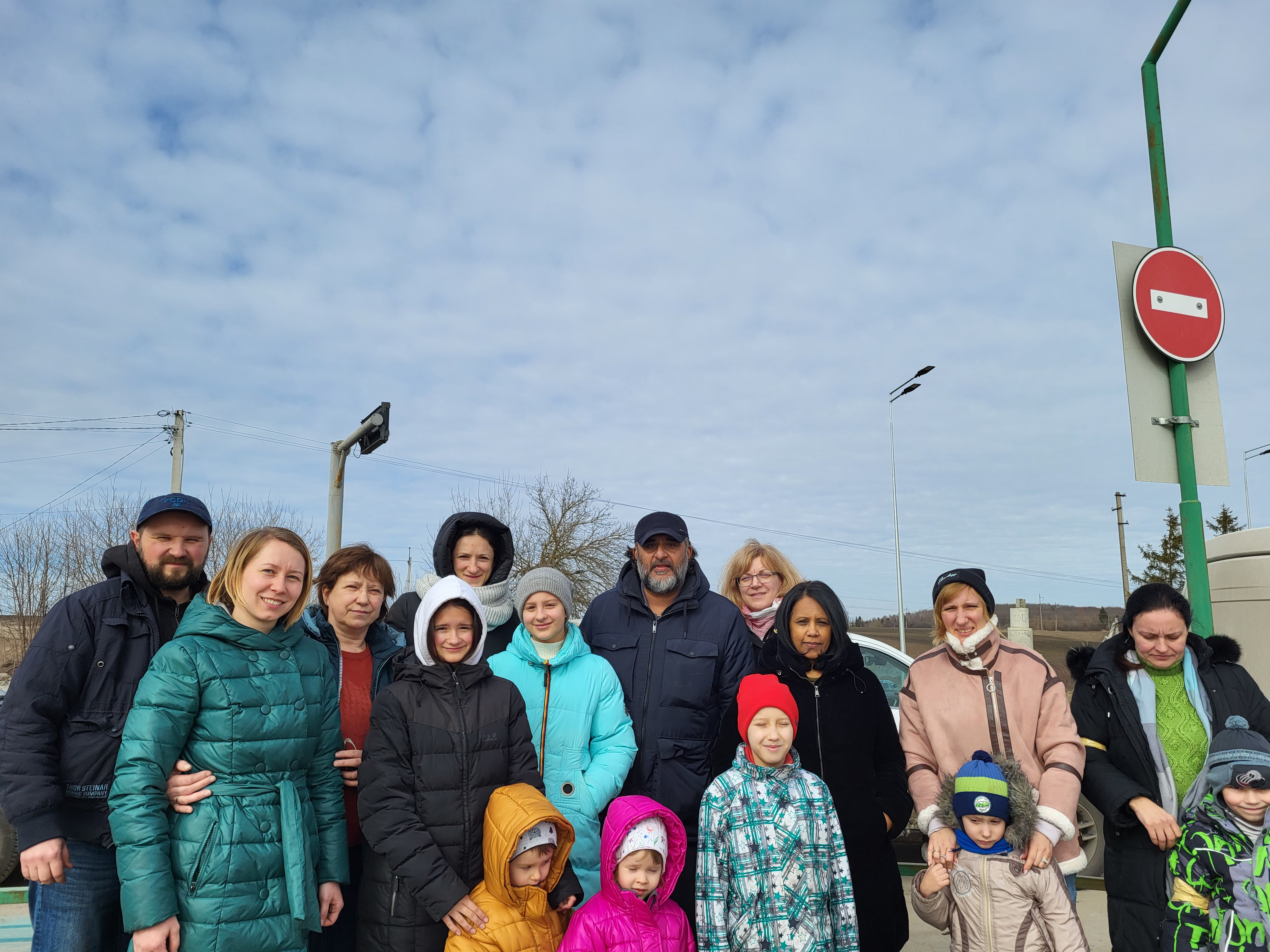 Menon with his friends and family in Ukraine.