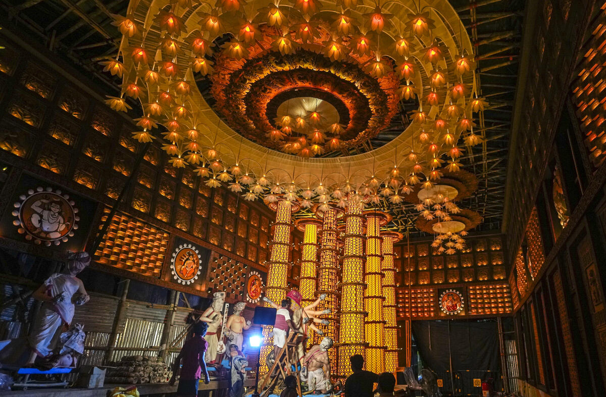Durga Puja festival preparations in Kolkata.