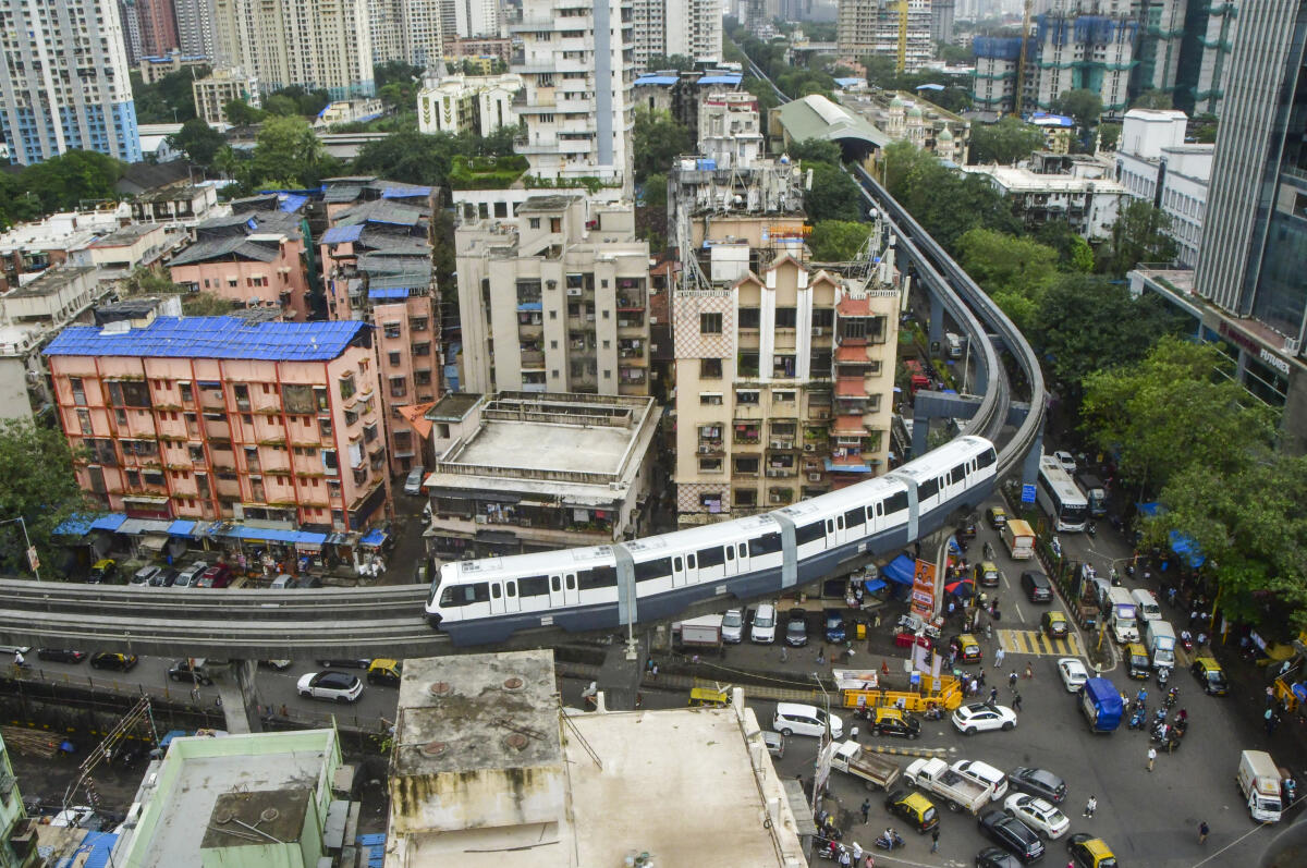 A monorail during a trial run, in Mumbai, Saturday, Sept. 20, 2025. Monorail services in Mumbai will remain temporarily suspended from September 20 for comprehensive system upgradation and integration of new infrastructure.