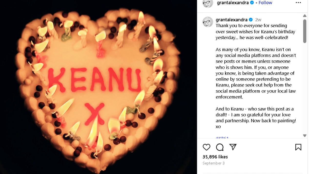 Screengrab of Alexandra's post.