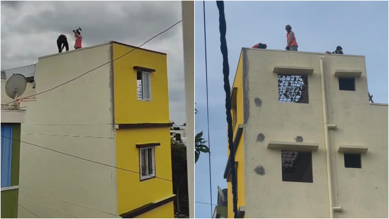 Panic ensues as five-storey building on 750-sqft site tilts in Bengaluru, flagged as illegal
