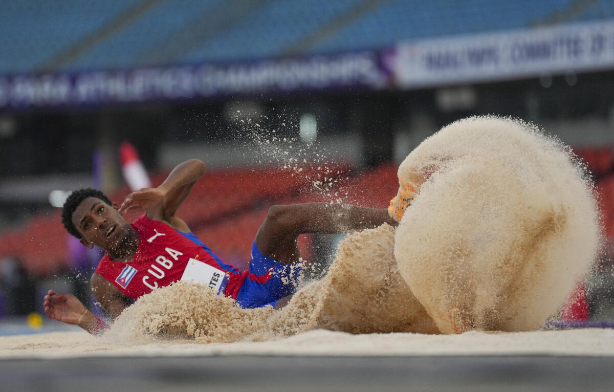 Viltre Herrera Abraham of Cuba during Men's Long Jump T47 final event at the World Para Athletics Championships 2025, at Jawaharlal Nehru Stadium, in New Delhi, Sunday, Sept. 28, 2025.