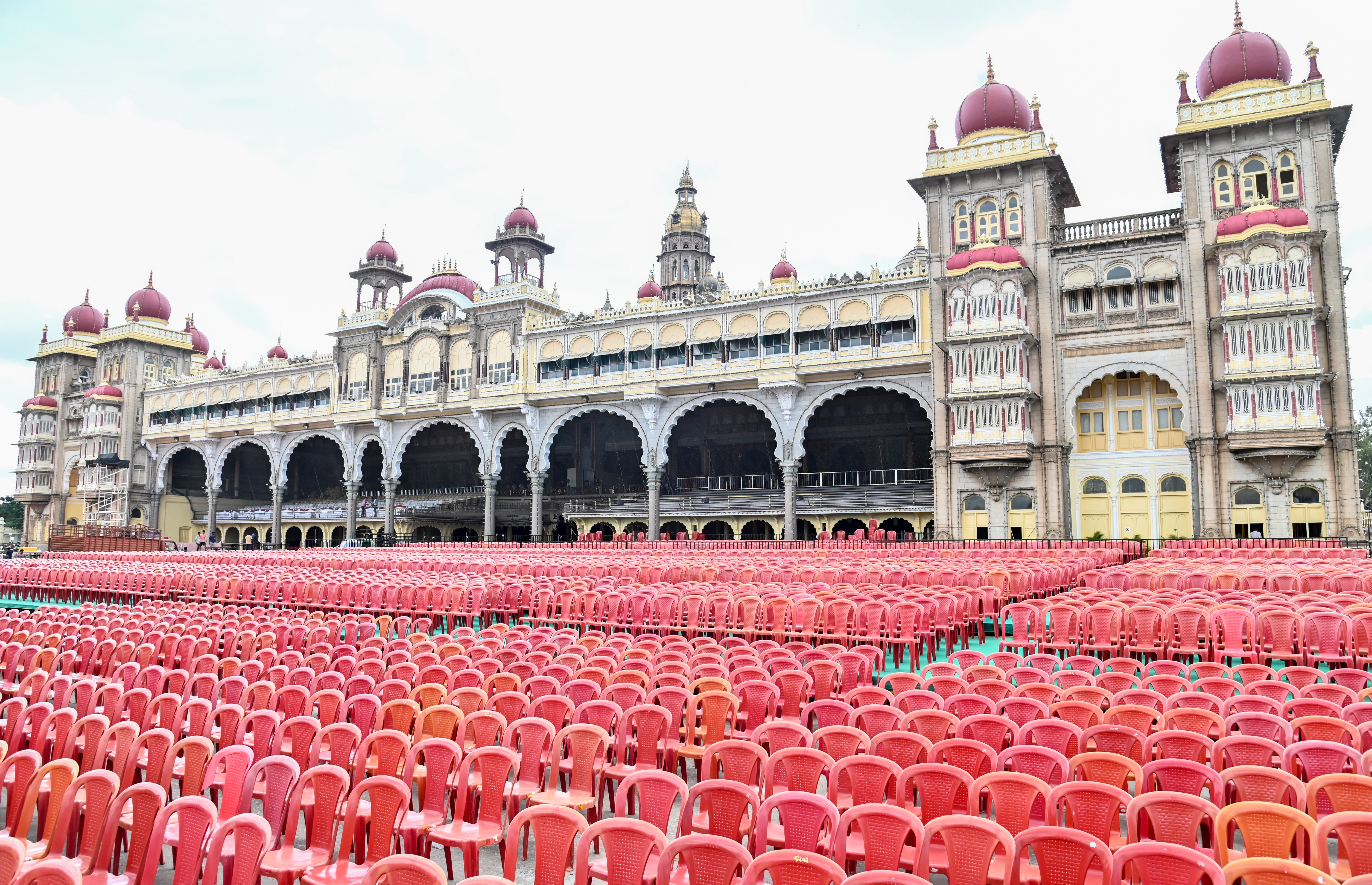 The seating arrangement on the palace premises in Mysuru. 