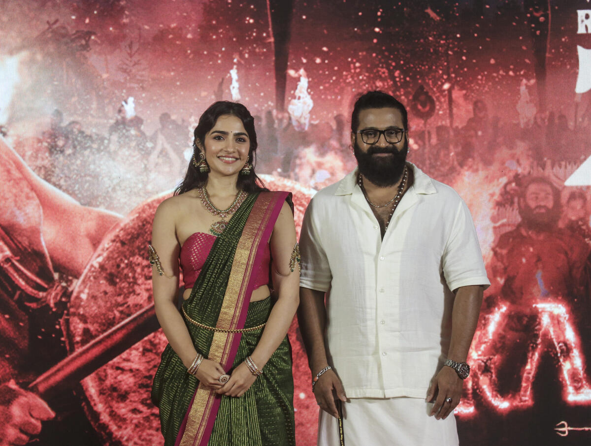 National Award winner actor Rishab Shetty and actor Rukmini Vasanth ahead of their upcoming film 'Kantara: Chapter 1', in Mumbai, Monday, Sept. 29, 2025.