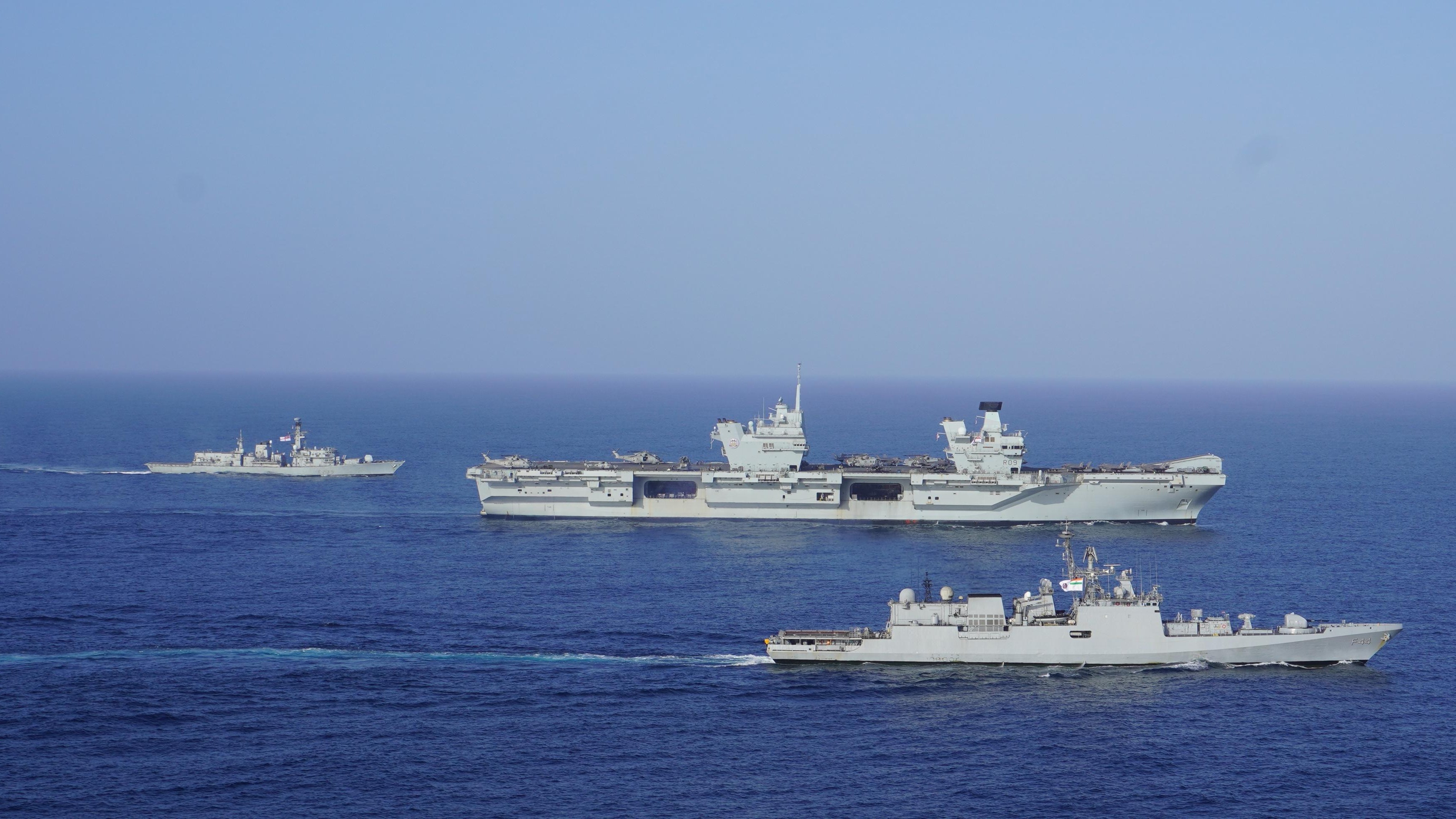 Indian Navy and UK Royal Navy aircraft carriers take part in Exercise Konkan 2025