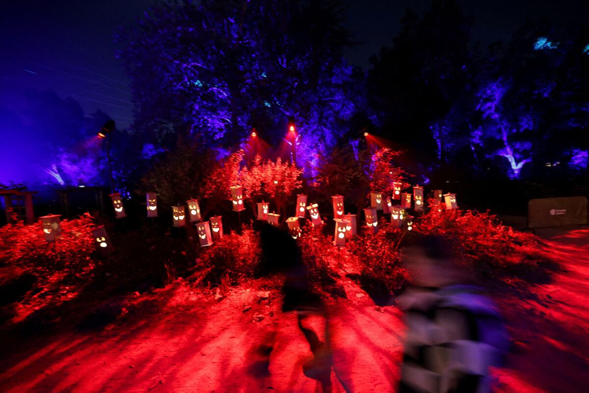 An installation called Carved Hall is displayed as a part of "Carved", a Halloween themed exhibit at Descanso Gardens in La Canada Flintridge, California
