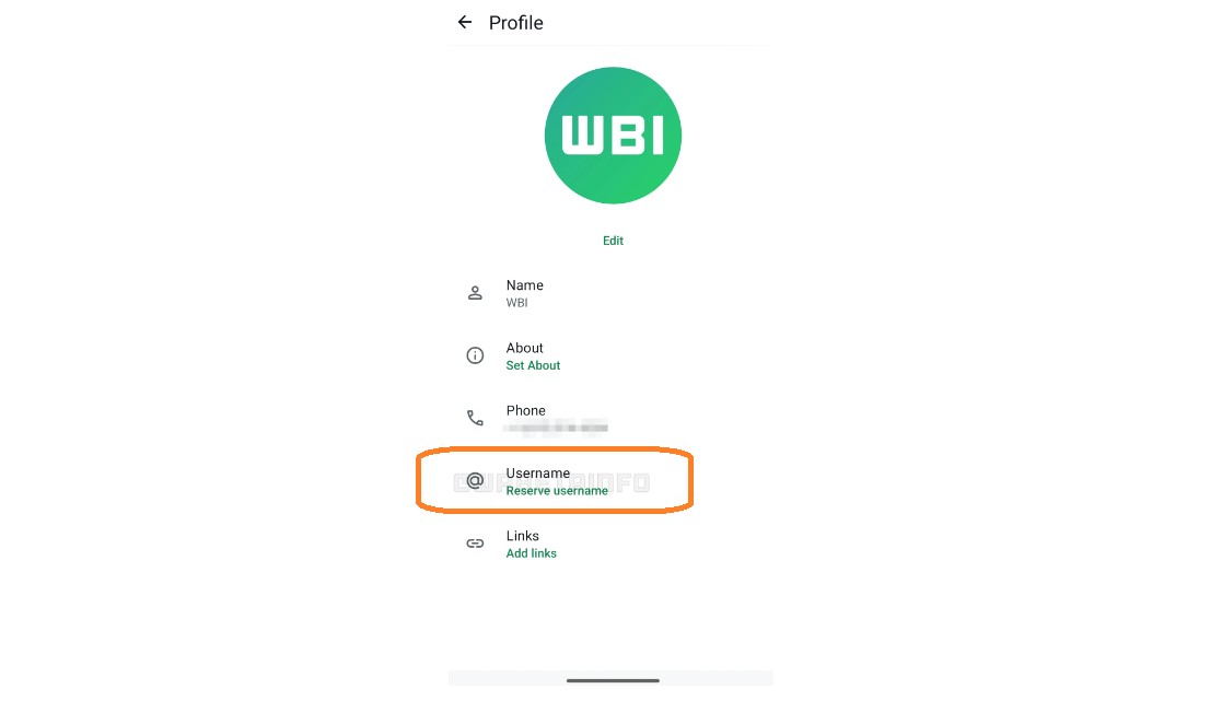 WhatsApp Username key.
