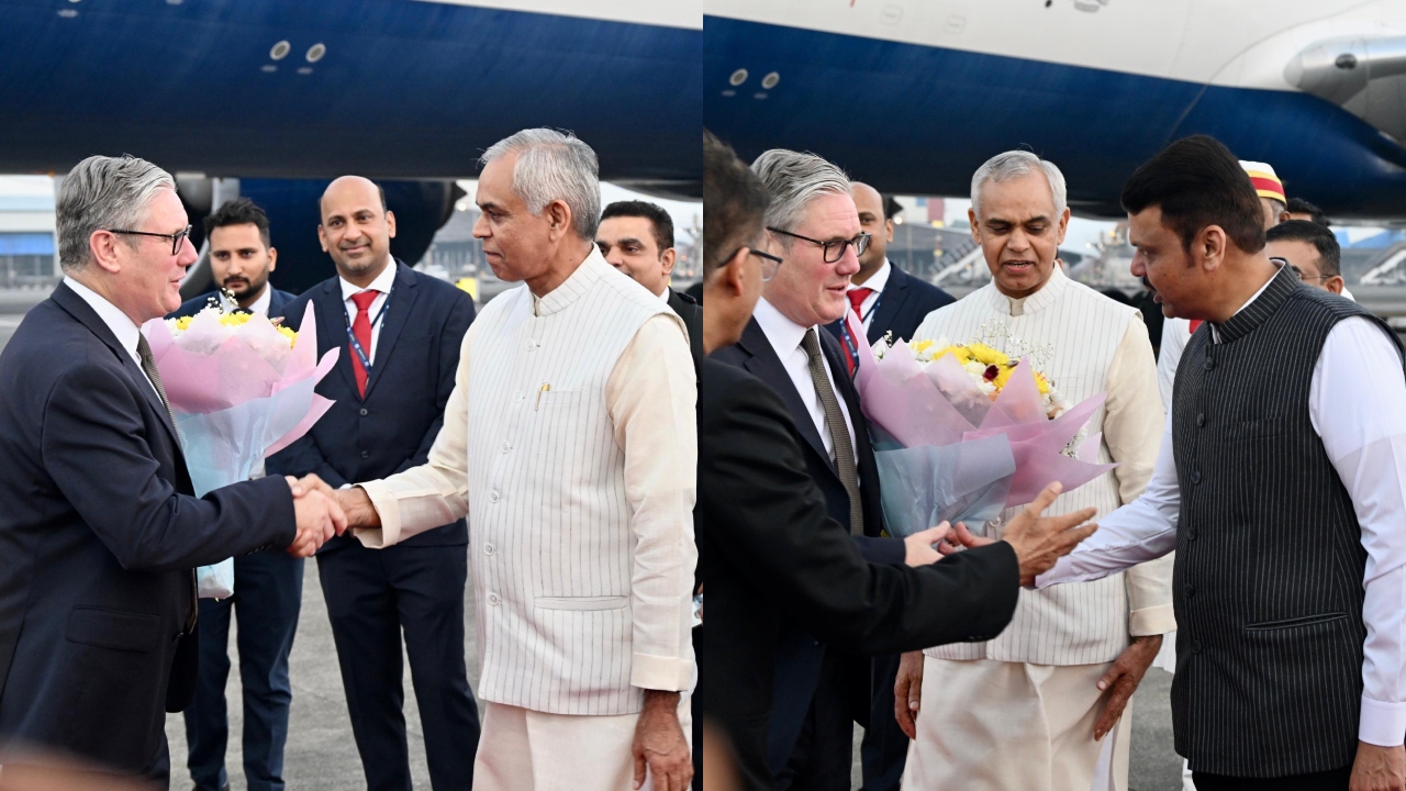 UK PM Keir Starmer lands in Mumbai; Governor, CM Devendra Fadnavis welcome him