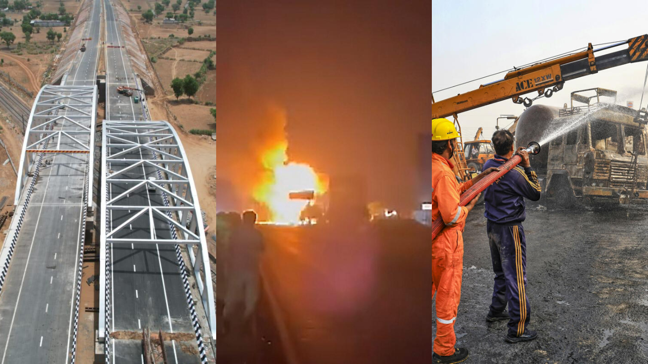 Massive blaze on Jaipur-Ajmer highway as over 40 gas cylinders explode after road crash