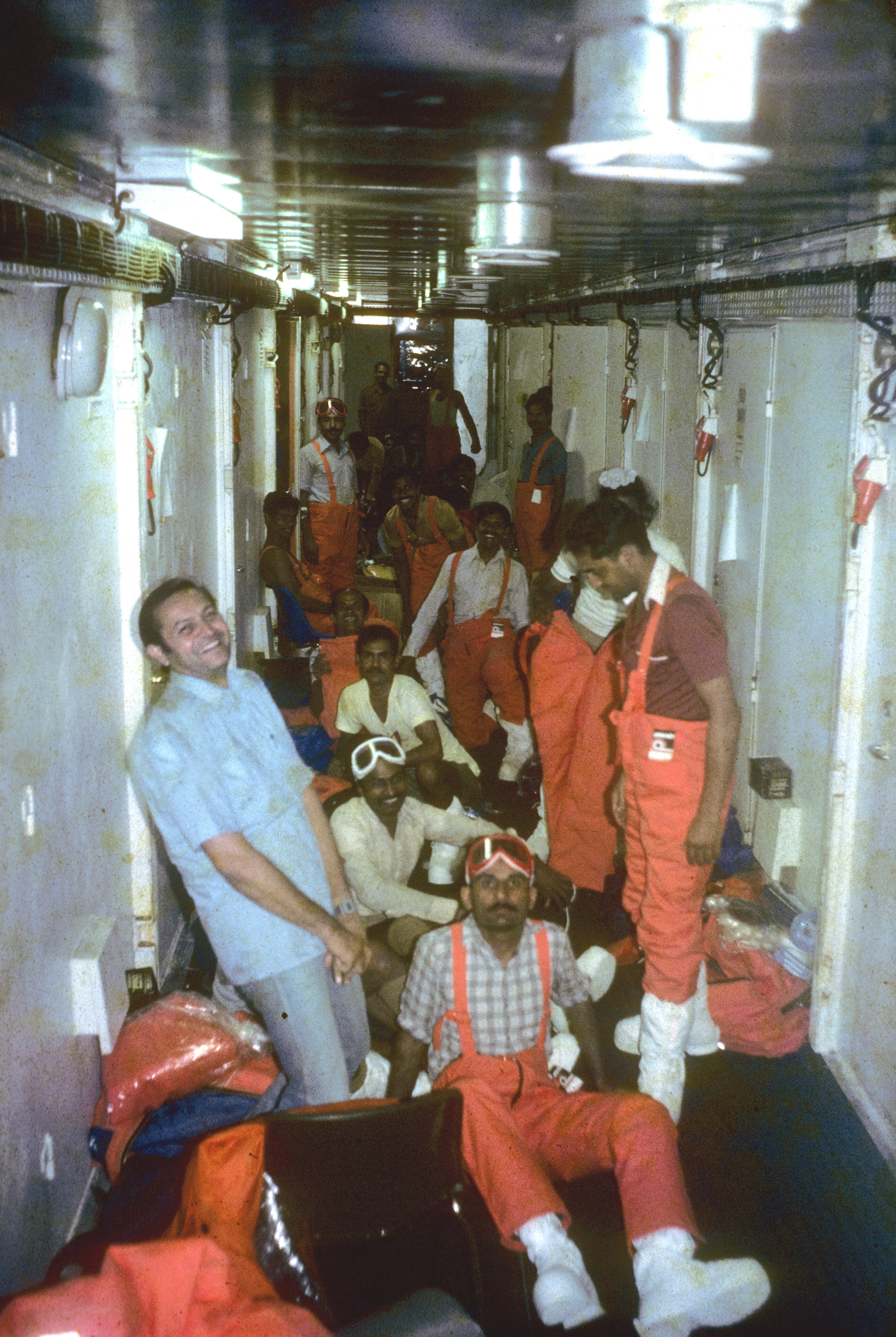 The crew entertained themselves on board by playing games and pranking each other.