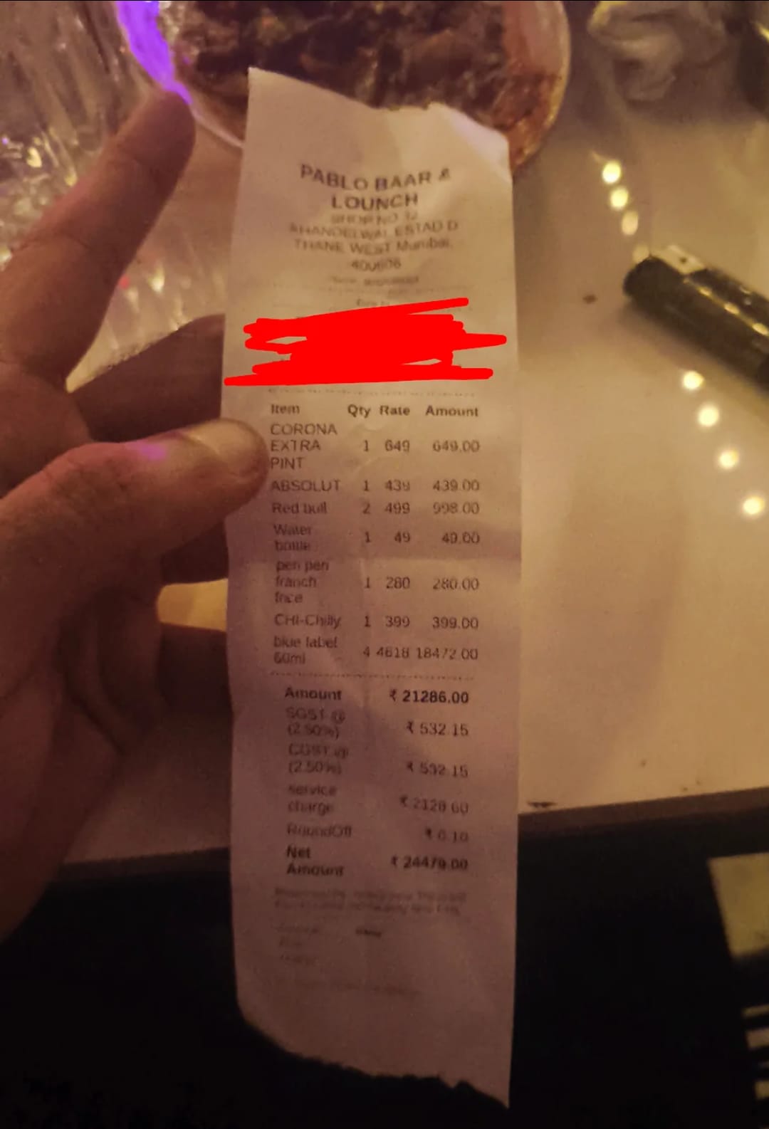 The image of the bill posted by the man on reddit.