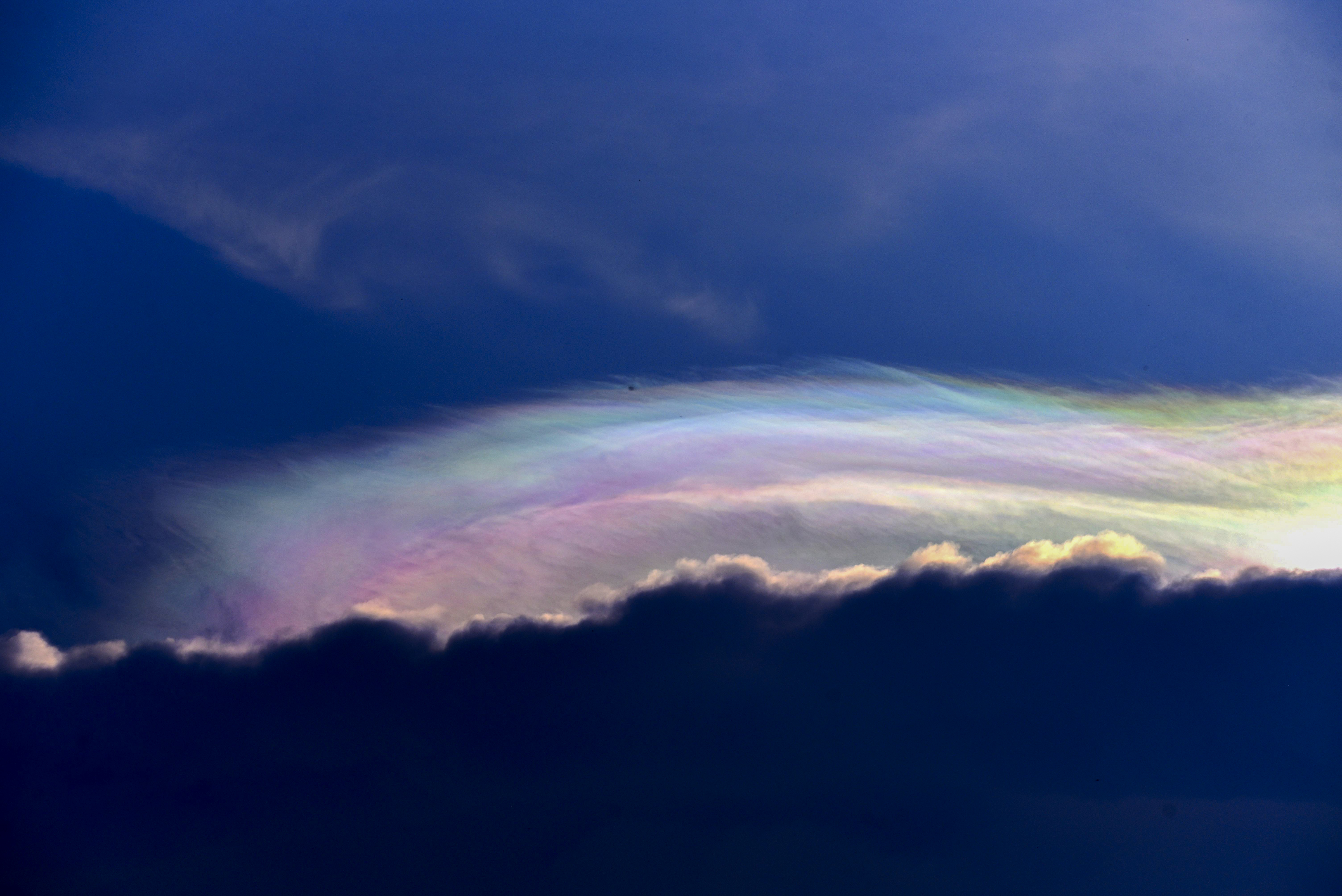 A serene view of the iridescent clouds in the sky, in Chikkamagaluru.