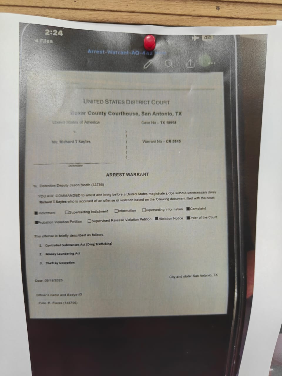 A fake US district court order used by the scamsters.